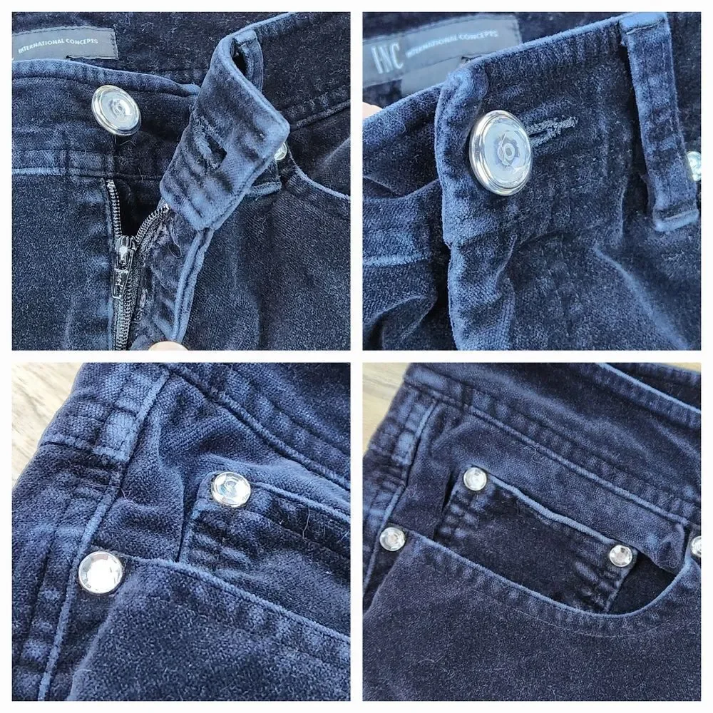 ☔️🔹️INC Bluish Black Velour Luxe Bootcut Pants Size 4/27 - Picture 7 of 13